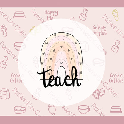 Modern Rainbow Teacher Trio Cookie Cutter - Periwinkles Cutters
