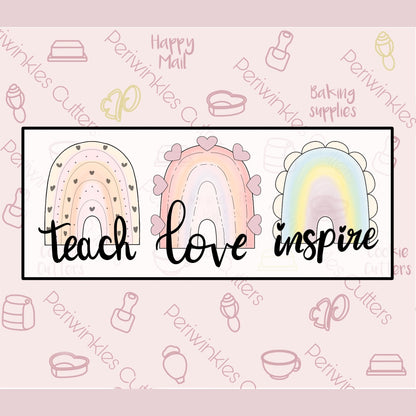 Modern Rainbow Teacher Trio Cookie Cutter - Periwinkles Cutters