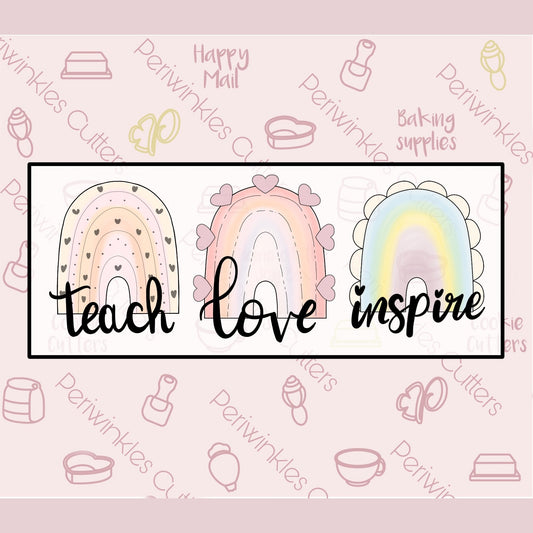 Modern Rainbow Teacher Trio Cookie Cutter - Periwinkles Cutters