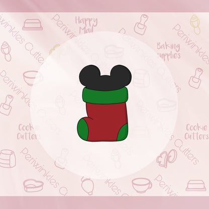 Mouse Ears Christmas Sock Cookie Cutter - Periwinkles Cutters