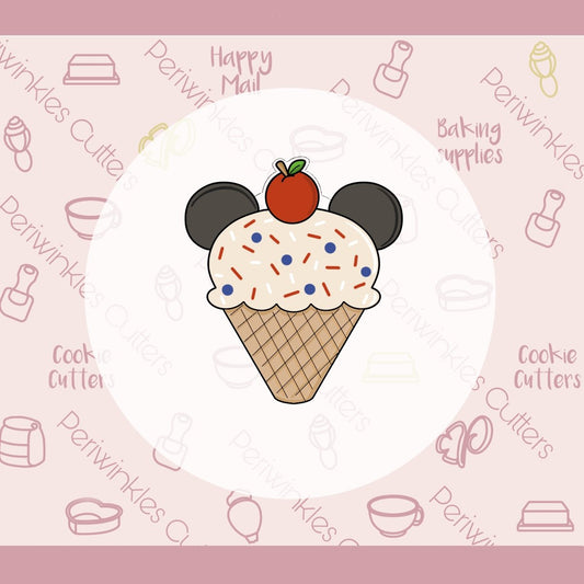 Mouse Ears Ice Cream Cookie Cutter - Periwinkles Cutters