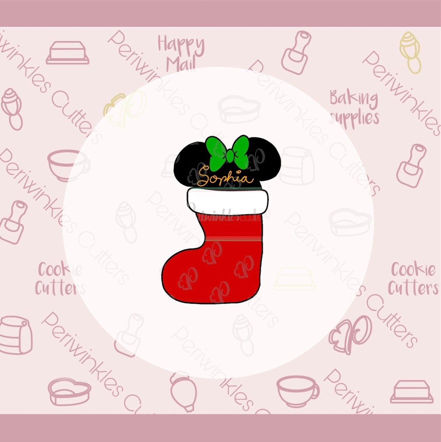 Mouse Ears Stocking Cookie Cutter - Periwinkles Cutters