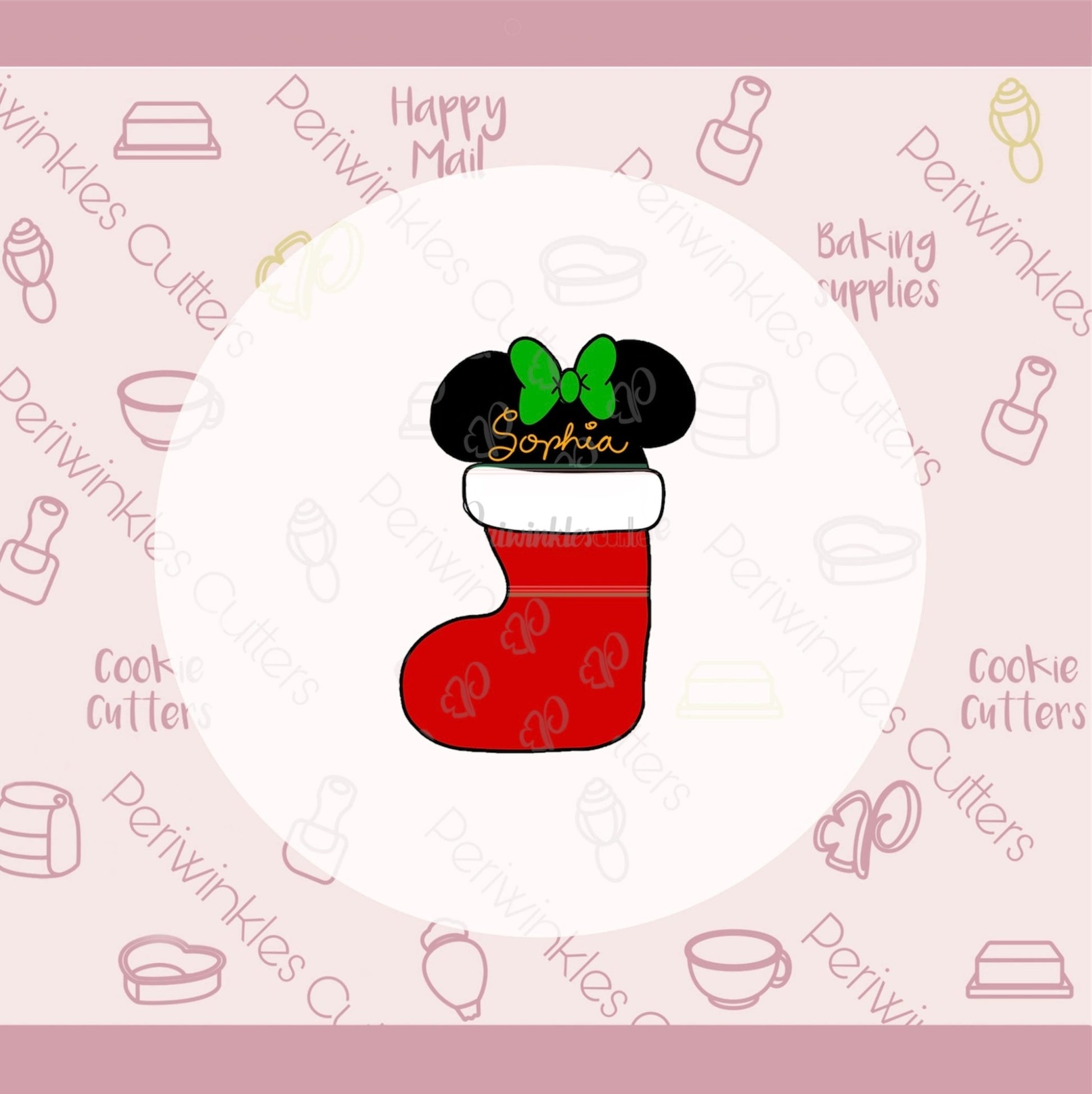 Mouse Ears Stocking Cookie Cutter - Periwinkles Cutters