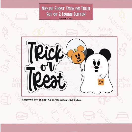Mouse Ghost Trick or Treat Set of 2 Cookie Cutter - Periwinkles Cutters Cookie Cutter