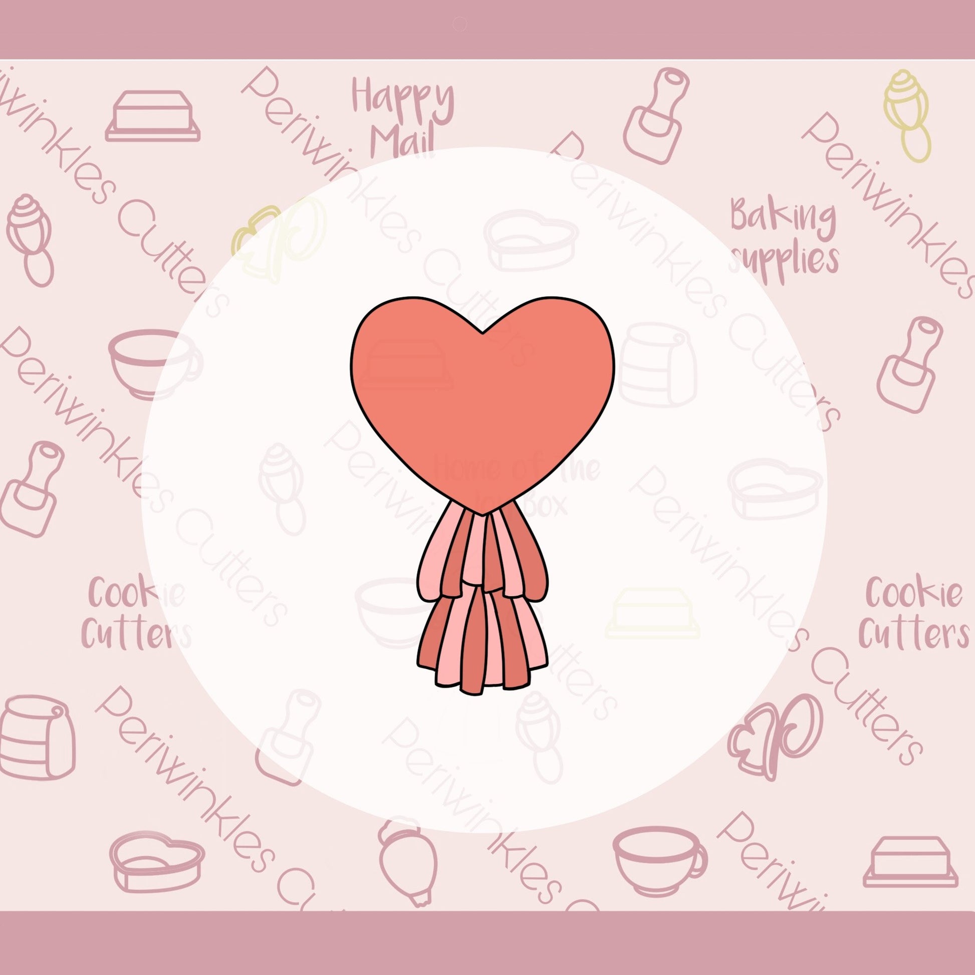 Mylar Heart Balloon Tassel Cookie Cutter - Periwinkles Cutters