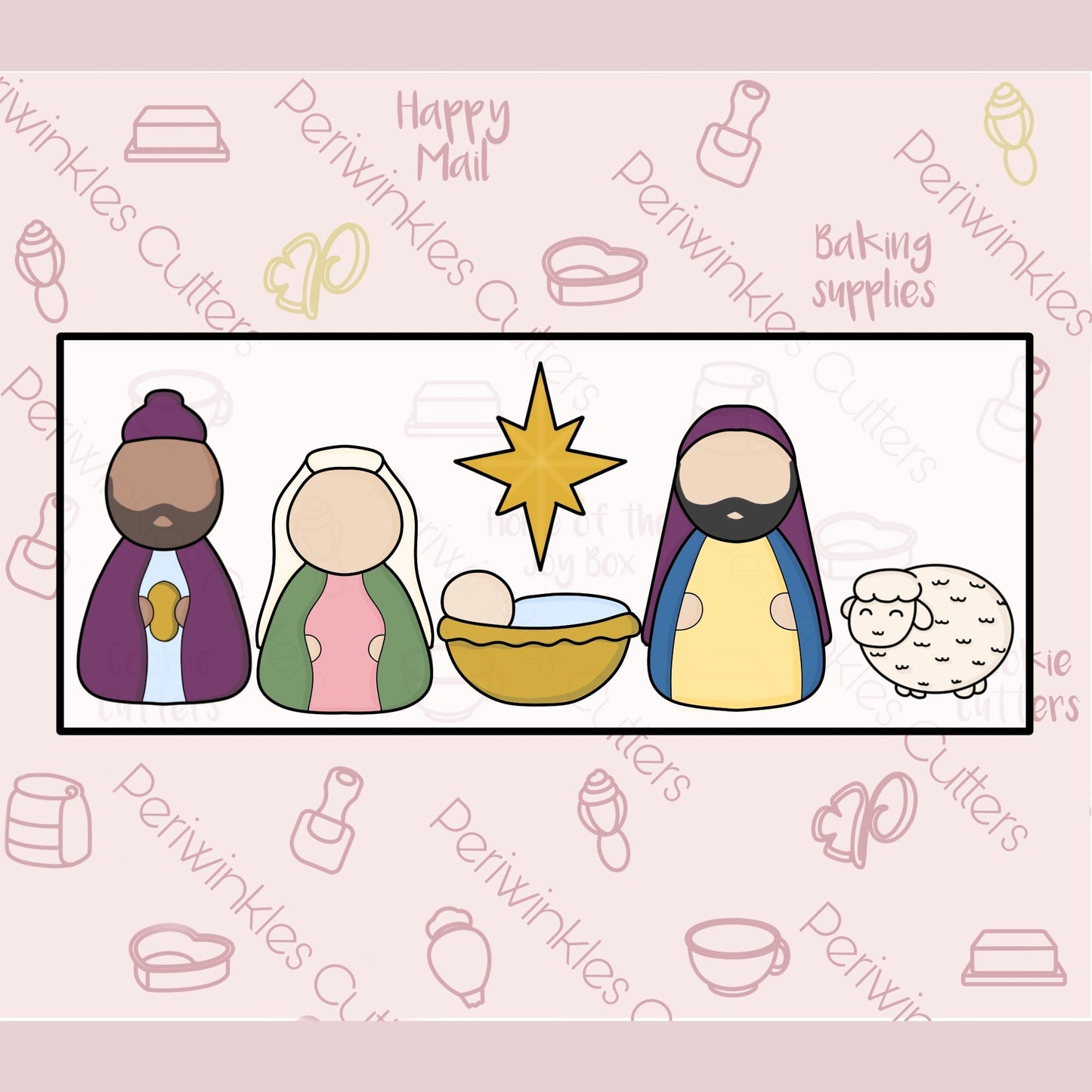 Nativity Scene Set of 10 Tallish Cookie Cutters - Periwinkles Cutters