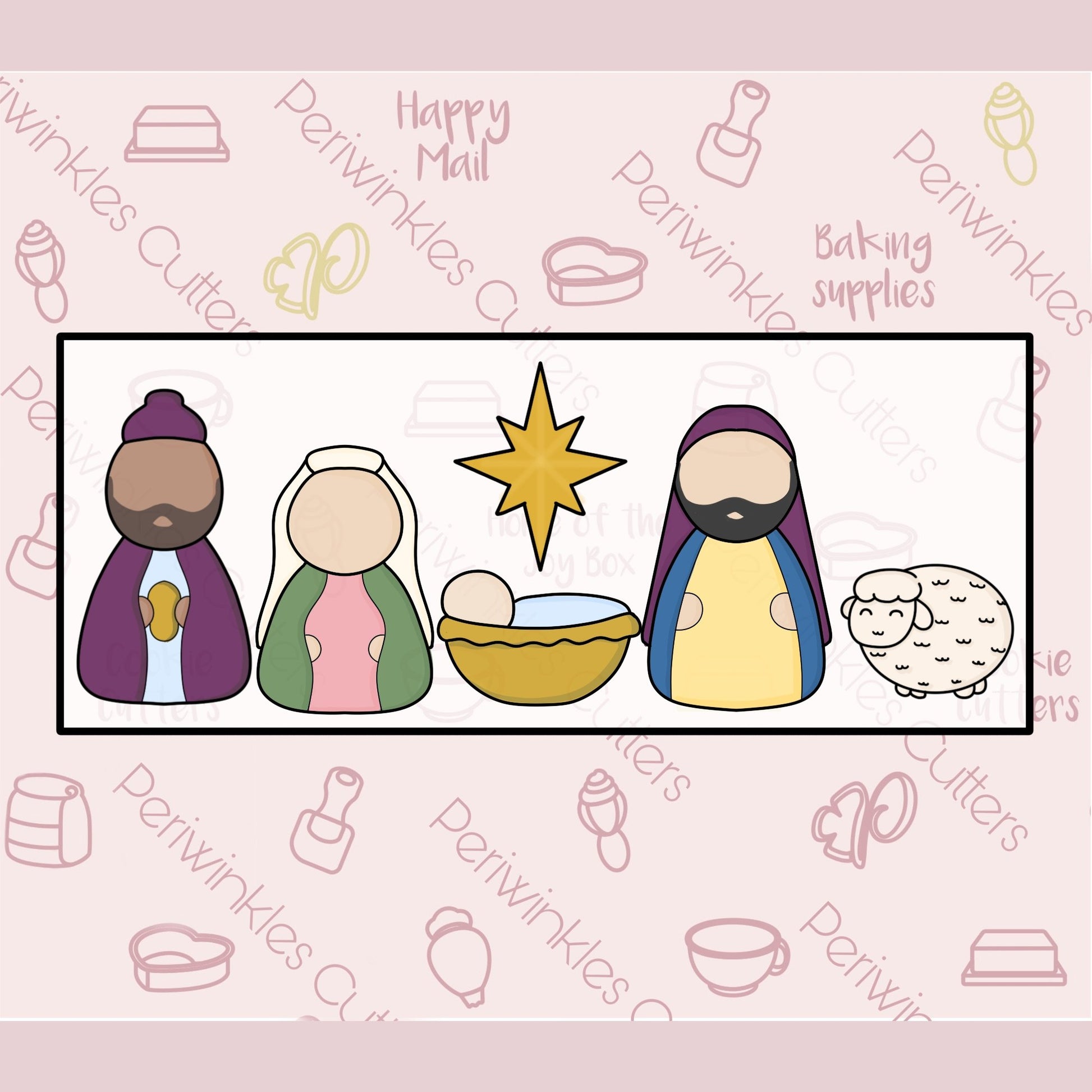 Nativity Scene Set of 10 Tallish Cookie Cutters - Periwinkles Cutters