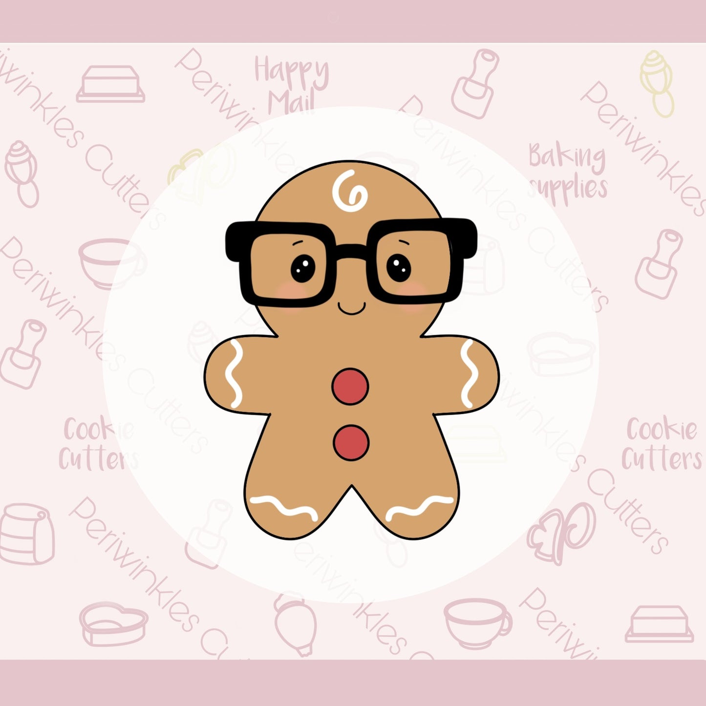 Nerdy Gingerbread Man Cookie Cutter - Periwinkles Cutters