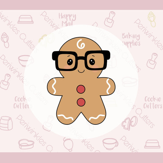 Nerdy Gingerbread Man Cookie Cutter - Periwinkles Cutters