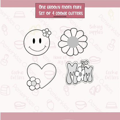 One Groovy Mom Mini Set of 4 Cookie Cutter - Periwinkles Cutters