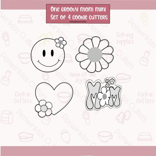 One Groovy Mom Mini Set of 4 Cookie Cutter - Periwinkles Cutters