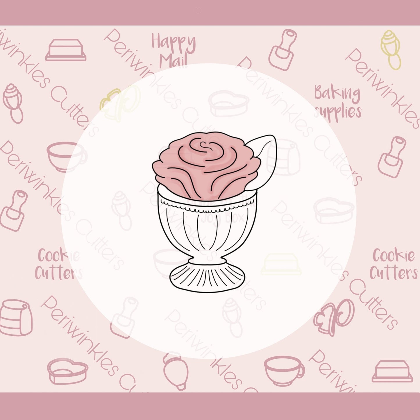 Pedestal Rose Cookie Cutter - Periwinkles Cutters