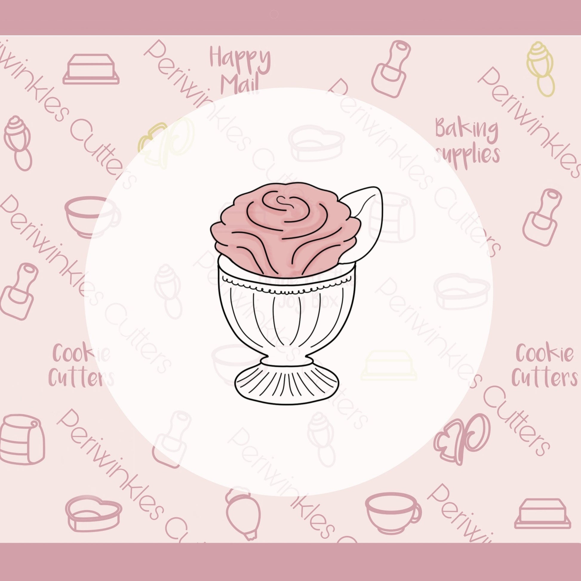 Pedestal Rose Cookie Cutter - Periwinkles Cutters