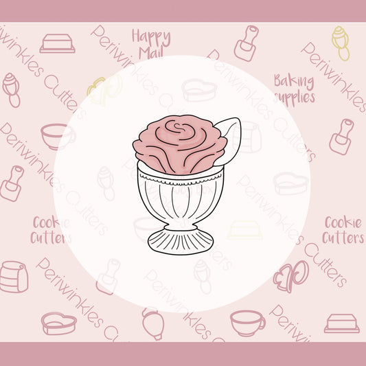 Pedestal Rose Cookie Cutter - Periwinkles Cutters