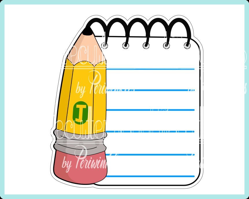 Pencil NotePad Cookie Cutter - Periwinkles Cutters