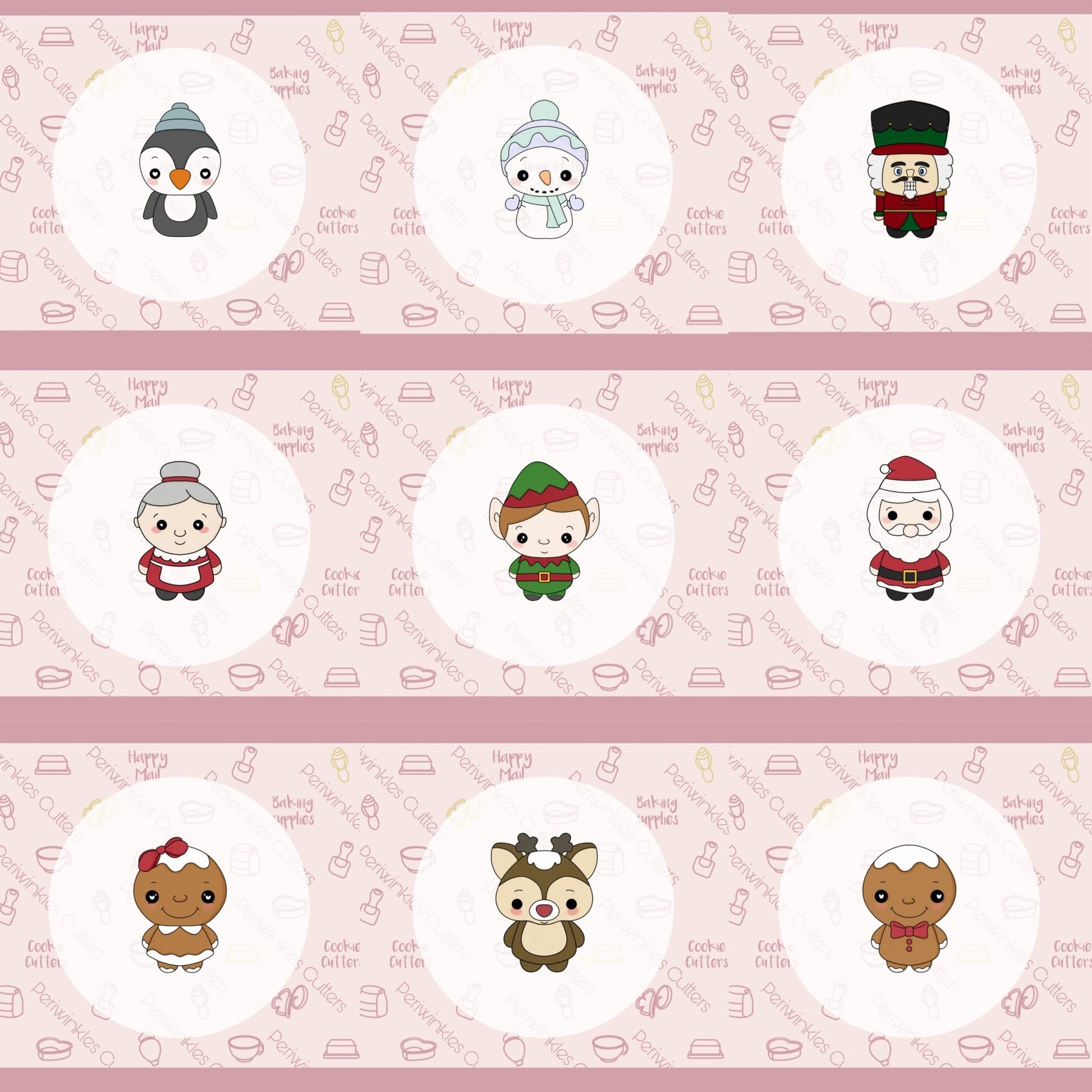 Plush Christmas Set of 9 Cookie Cutter - Periwinkles Cutters