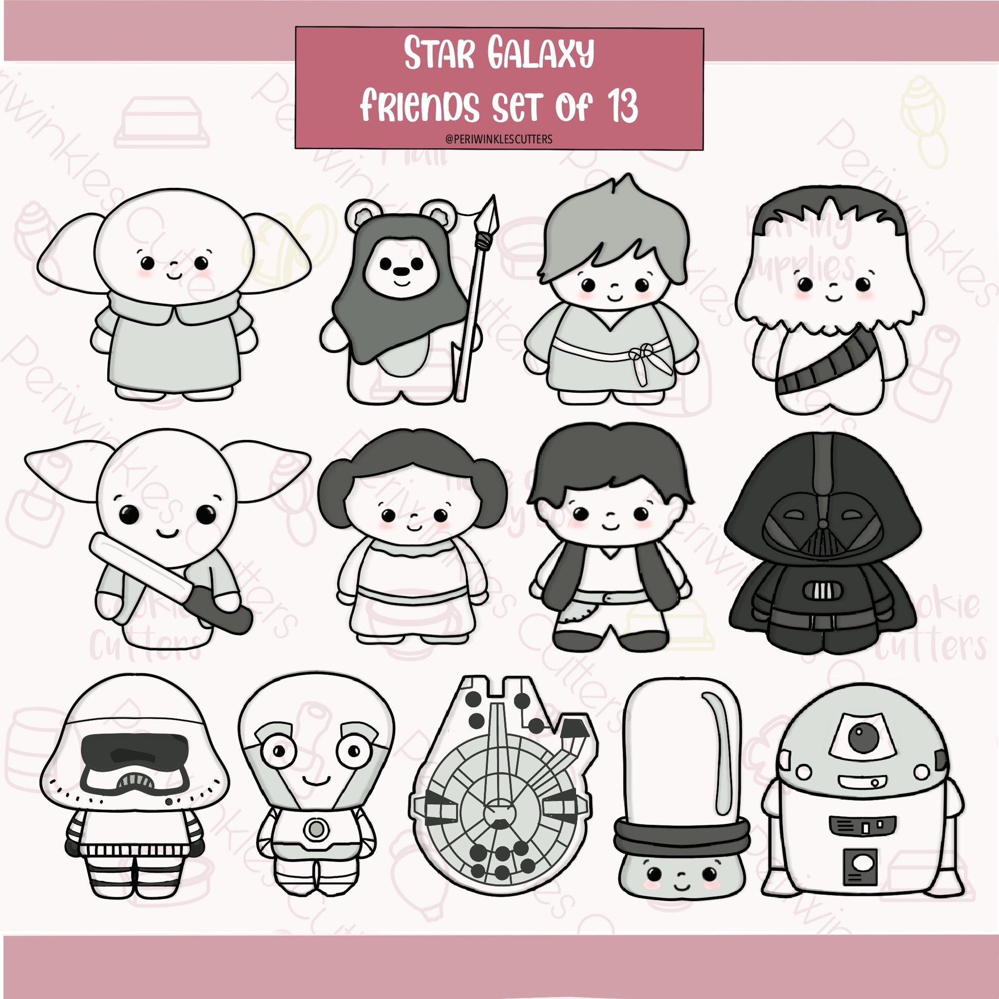 Plush Galaxy Wars Set of 13 Cookie Cutter - Periwinkles Cutters