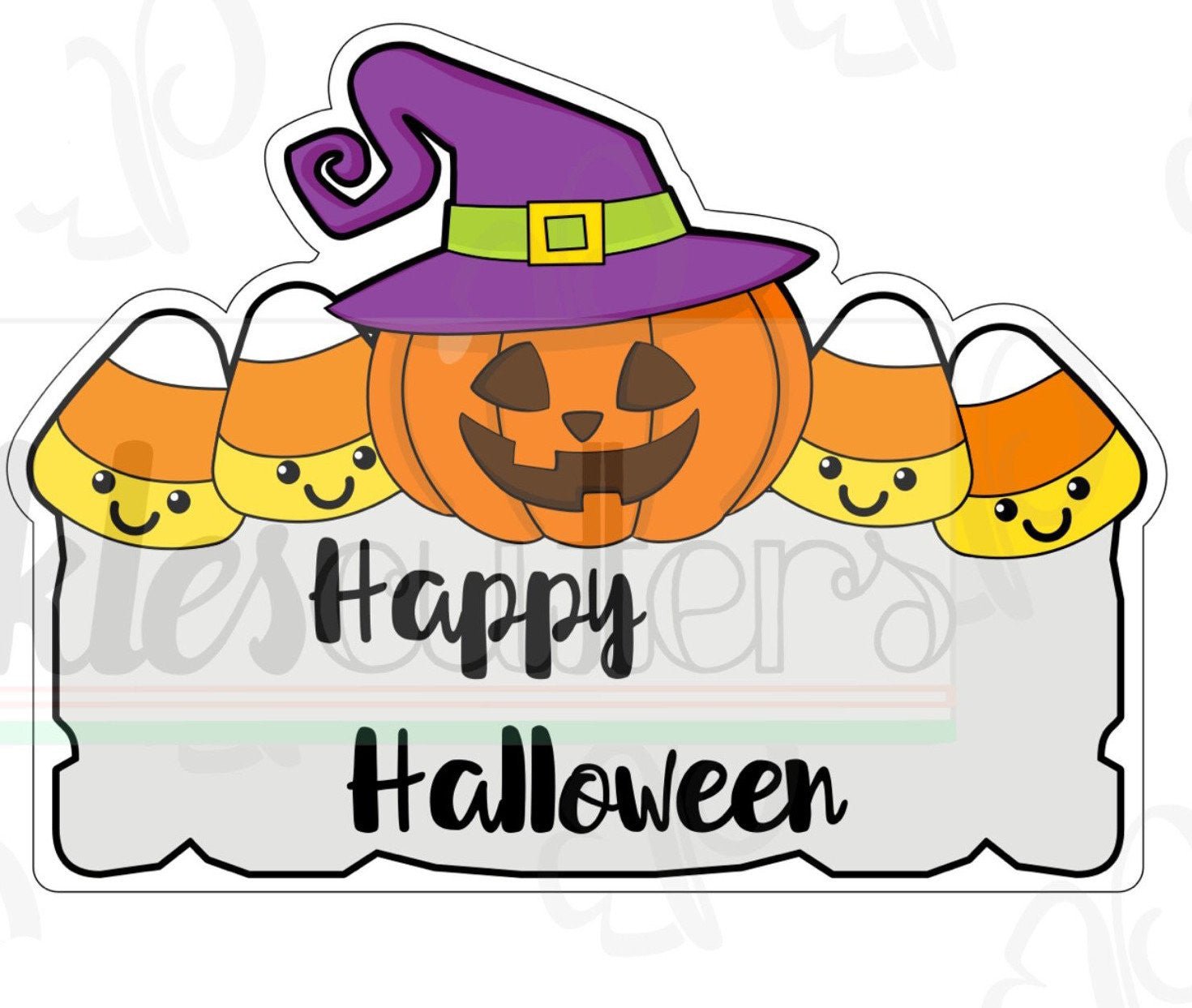 Pumpkin Candy Corn Plaque Cookie Cutter - Periwinkles Cutters