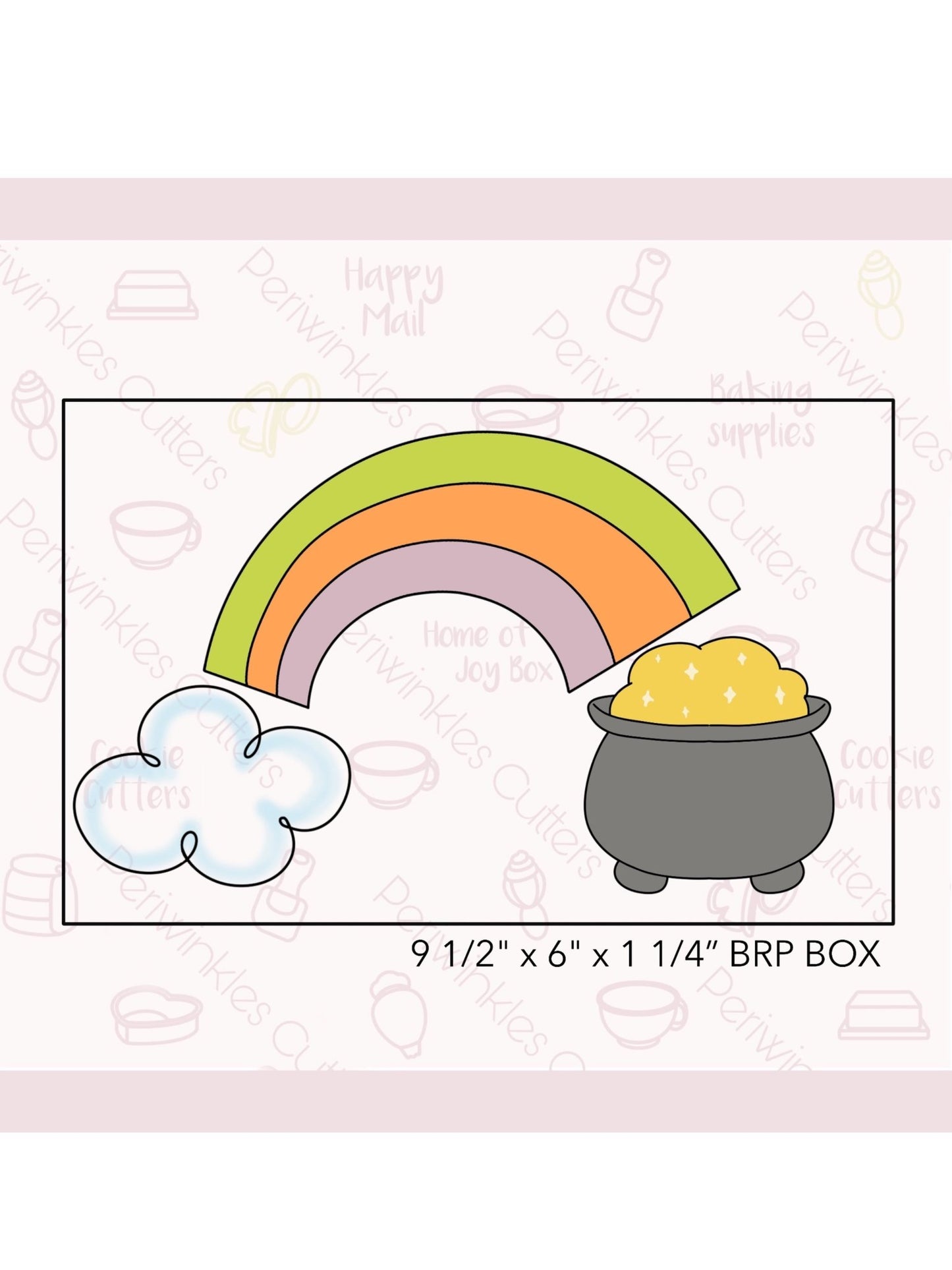 Rainbow Pot of Gold 3 Pieces Set Cookie Cutter - Periwinkles Cutters
