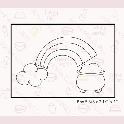Rainbow Pot of Gold 3 Pieces Set Cookie Cutter - Periwinkles Cutters