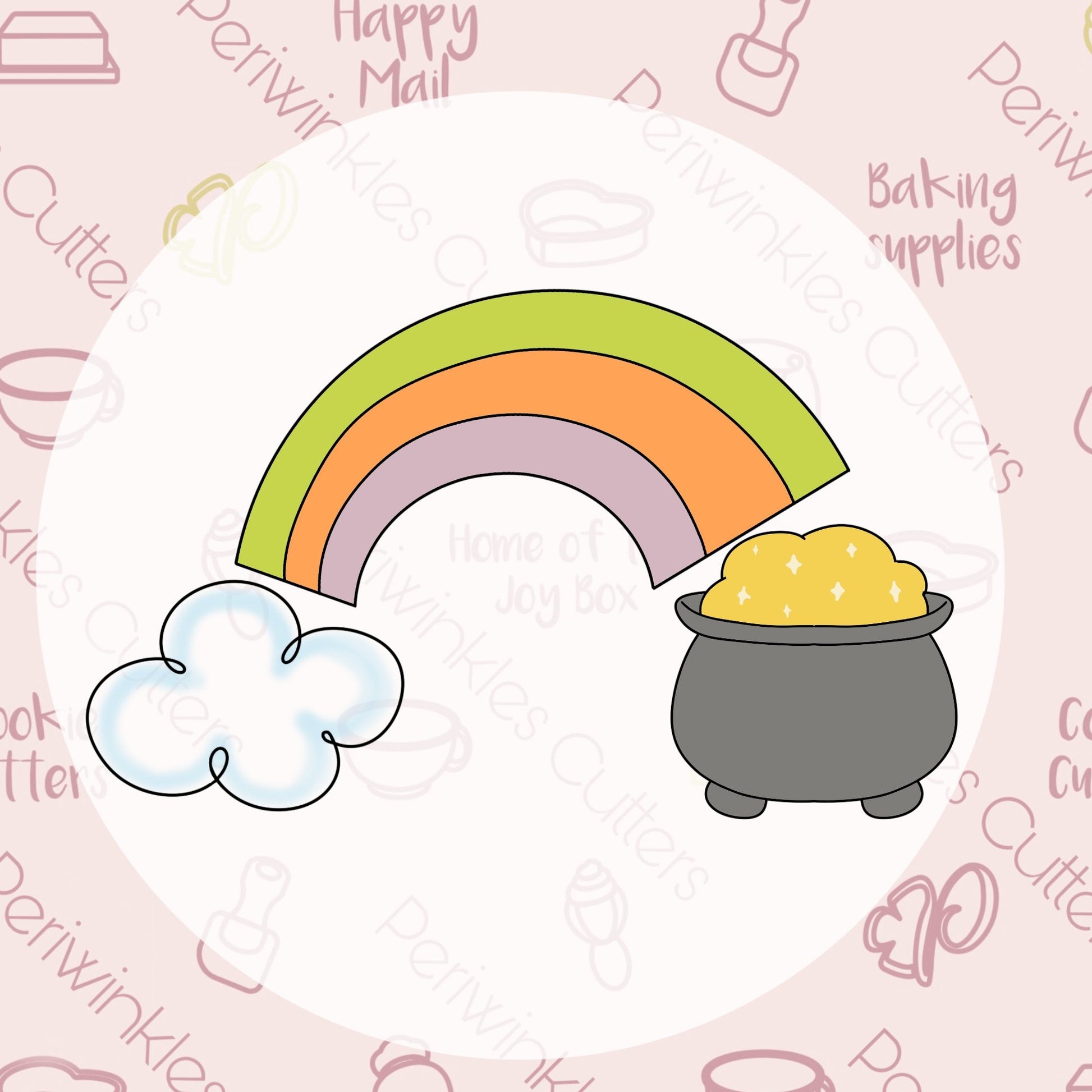 Rainbow Pot of Gold 3 Pieces Set Cookie Cutter - Periwinkles Cutters