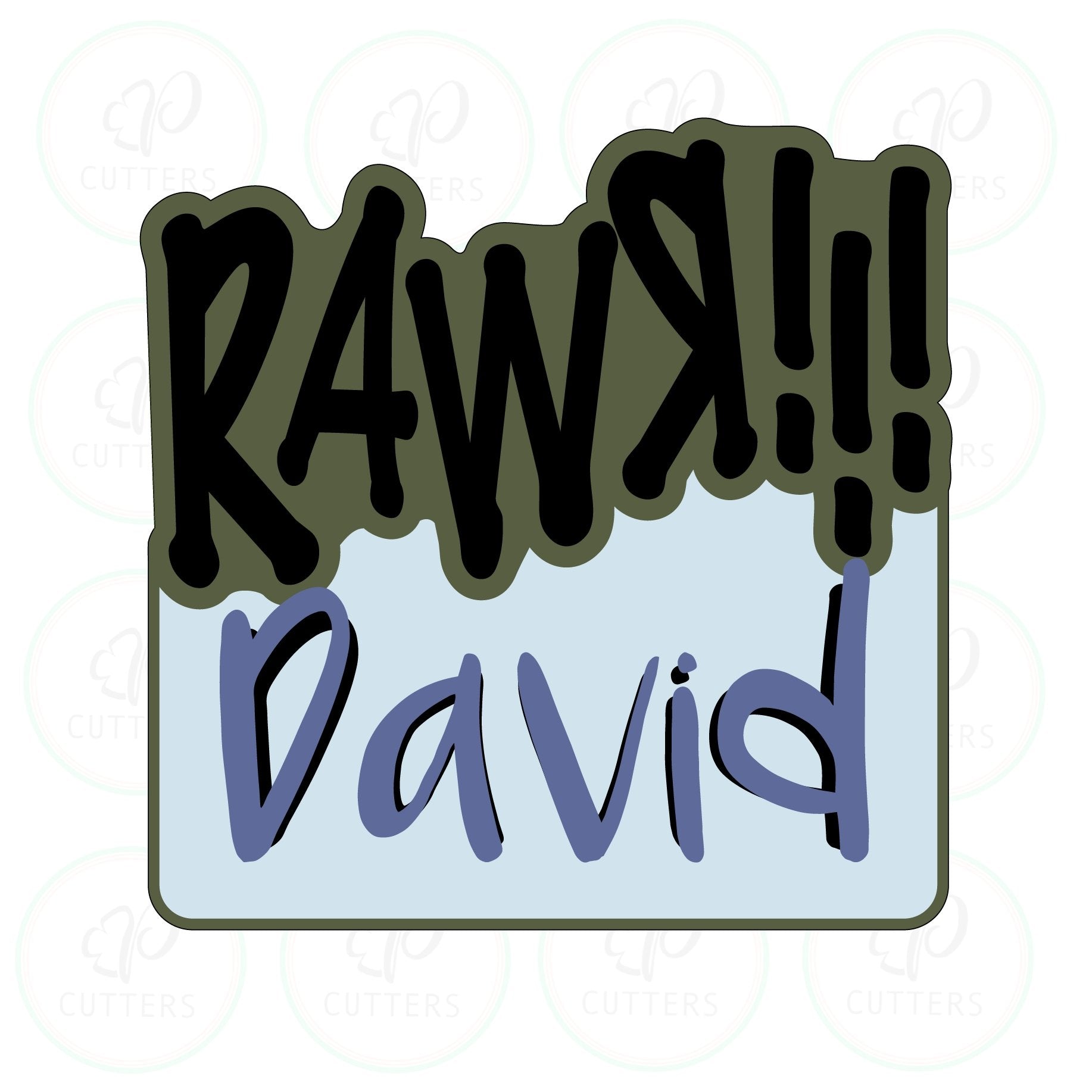 Rawr!!! Plaque Cookie Cutter - Periwinkles Cutters