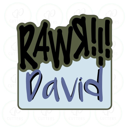 Rawr!!! Plaque Cookie Cutter - Periwinkles Cutters