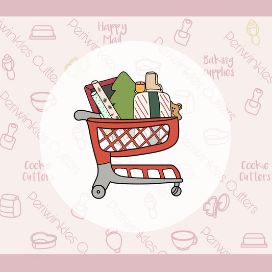 Red Shopping Cart Cookie Cutter - Periwinkles Cutters