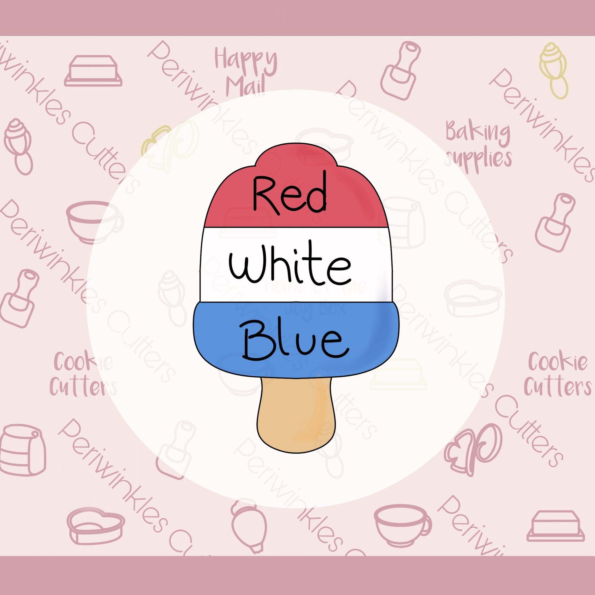 Red White and Blue Popsicle Cookie Cutter - Periwinkles Cutters