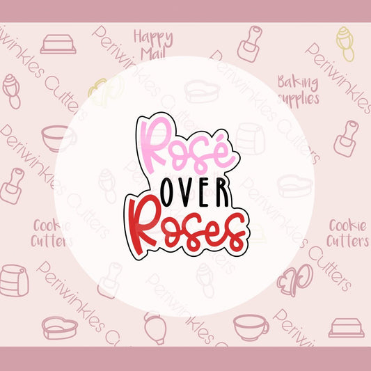 Rosé over Roses Plaque Cookie Cutter - Periwinkles Cutters Cookie Cutter