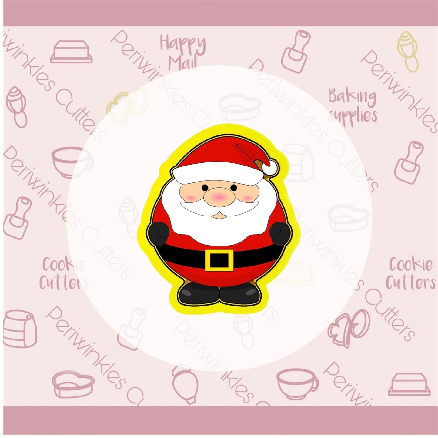 Round Santa Cookie Cutter - Periwinkles Cutters