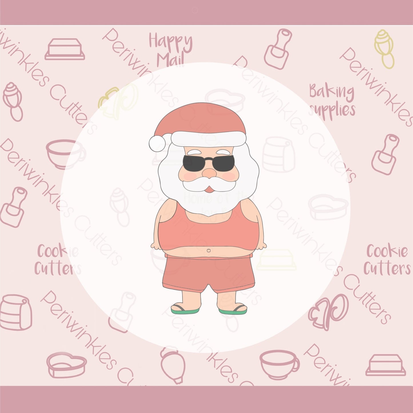 Santa at the Beach Cookie Cutter - Periwinkles Cutters