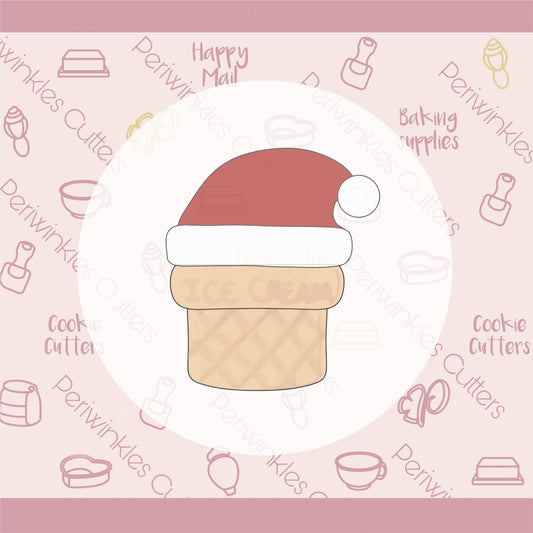 Santa's Hat Ice Cream Cookie Cutter - Periwinkles Cutters