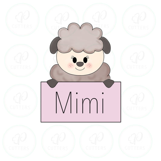 Sheep with Plaque Cookie Cutter - Periwinkles Cutters