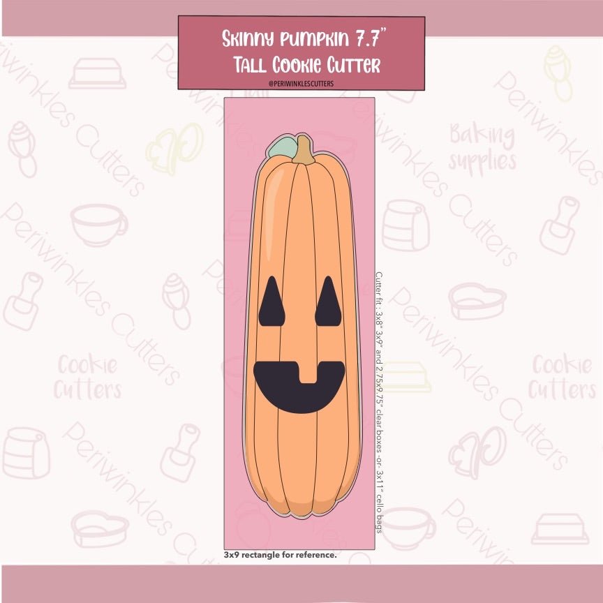 Skinny Pumpkin Cookie Cutter - Periwinkles Cutters Cookie Cutter