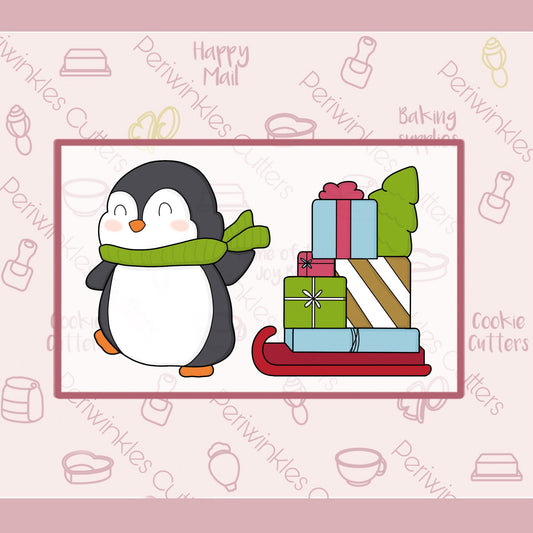 Sleigh Penguin Set of 2 Cookie Cutter - Periwinkles Cutters