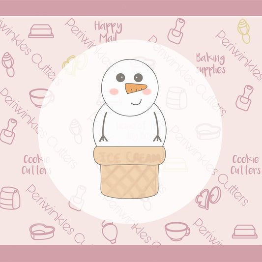 Snowman Ice Cream Cookie Cutter - Periwinkles Cutters