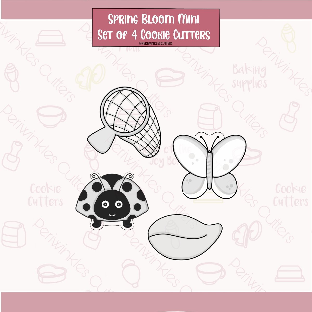 Spring Bloom Mini Set of 4 Cookie Cutter - Periwinkles Cutters