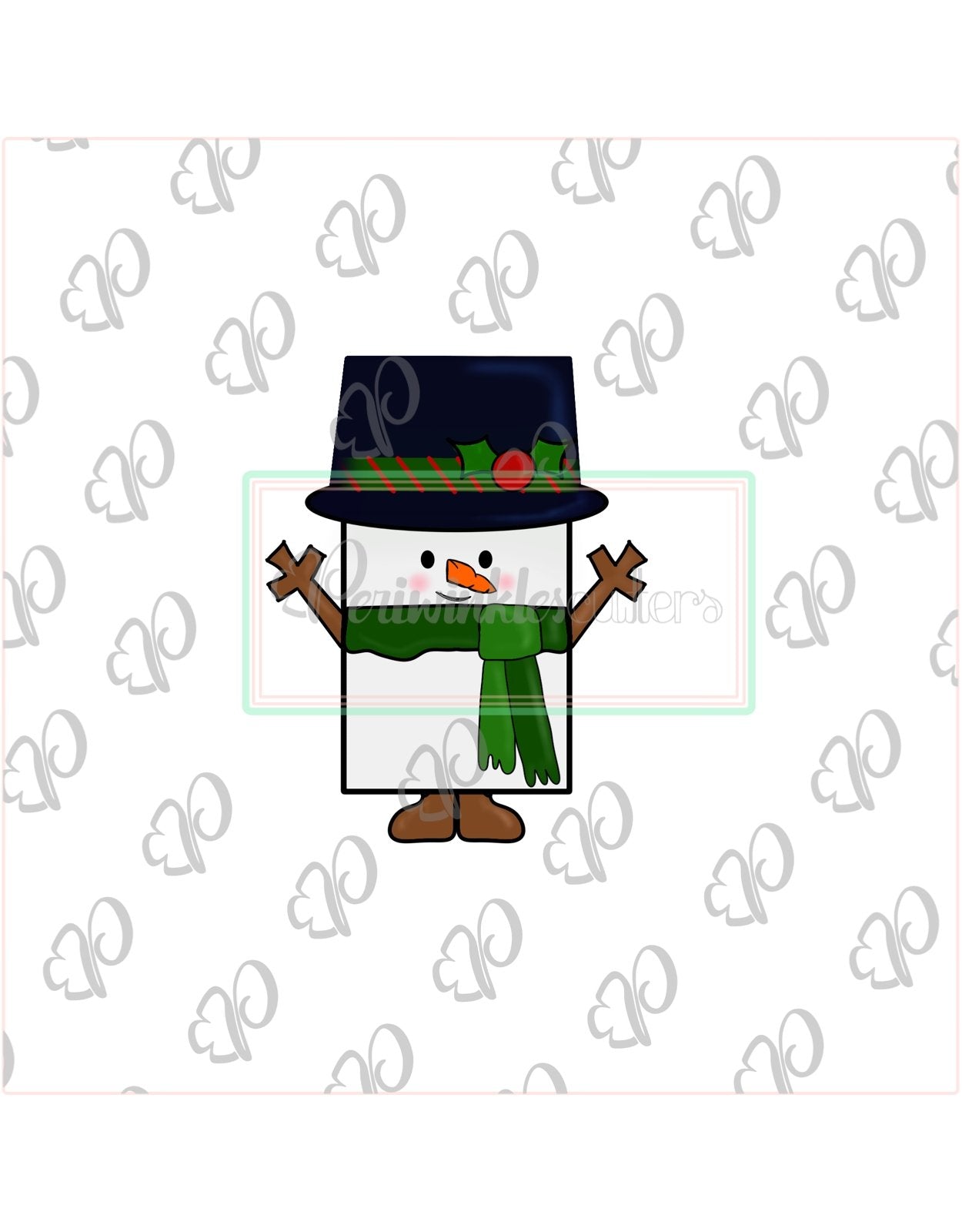 Square Snowman Cookie Cutter - Periwinkles Cutters