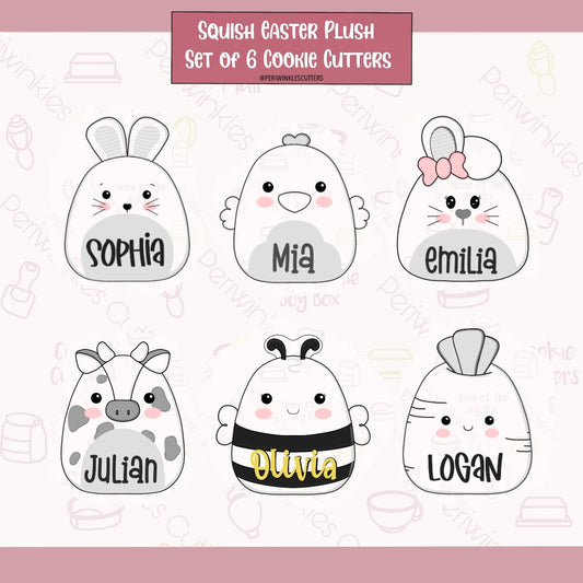Squish Easter Plush Set of 6 Cookie Cutter - Periwinkles Cutters