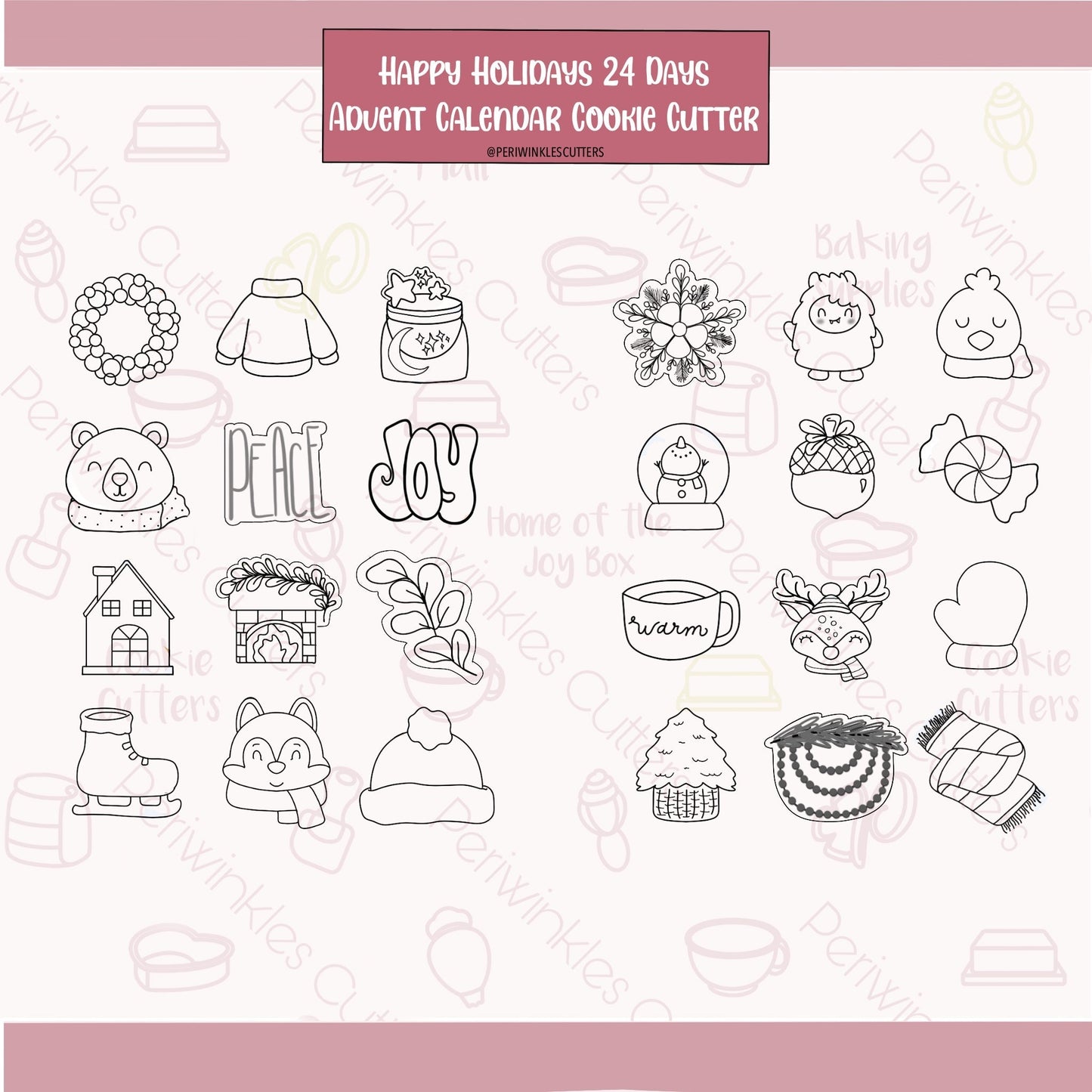STL Files Happy Holidays 24 Mini Advent Calendar - Periwinkles Cutters
