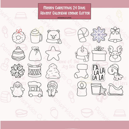 STL Files Merry Christmas 24 Mini Advent Calendar - Periwinkles Cutters
