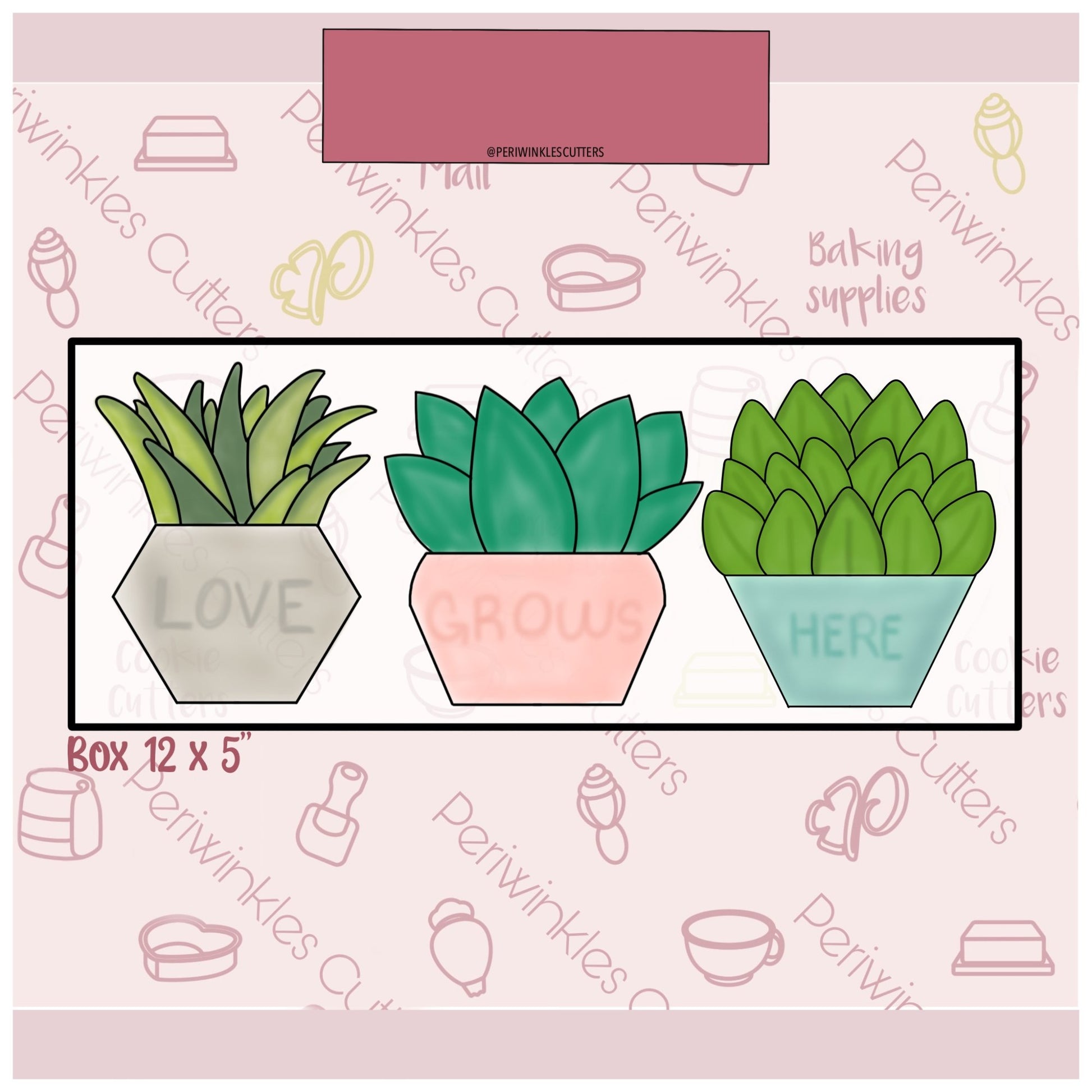 Succulent Pots Set of 3 Cookie Cutter - Periwinkles Cutters
