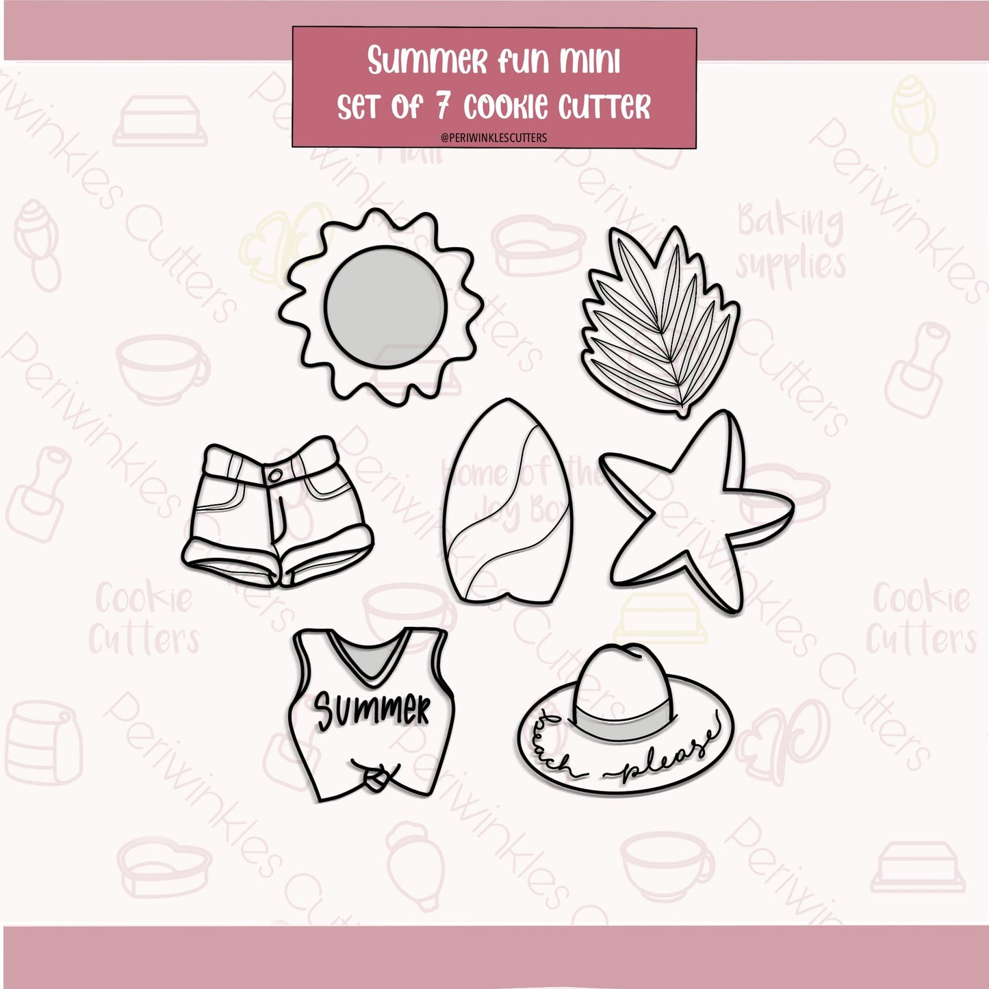 Summer Fun Set of 7 Cookie Cutter - Periwinkles Cutters