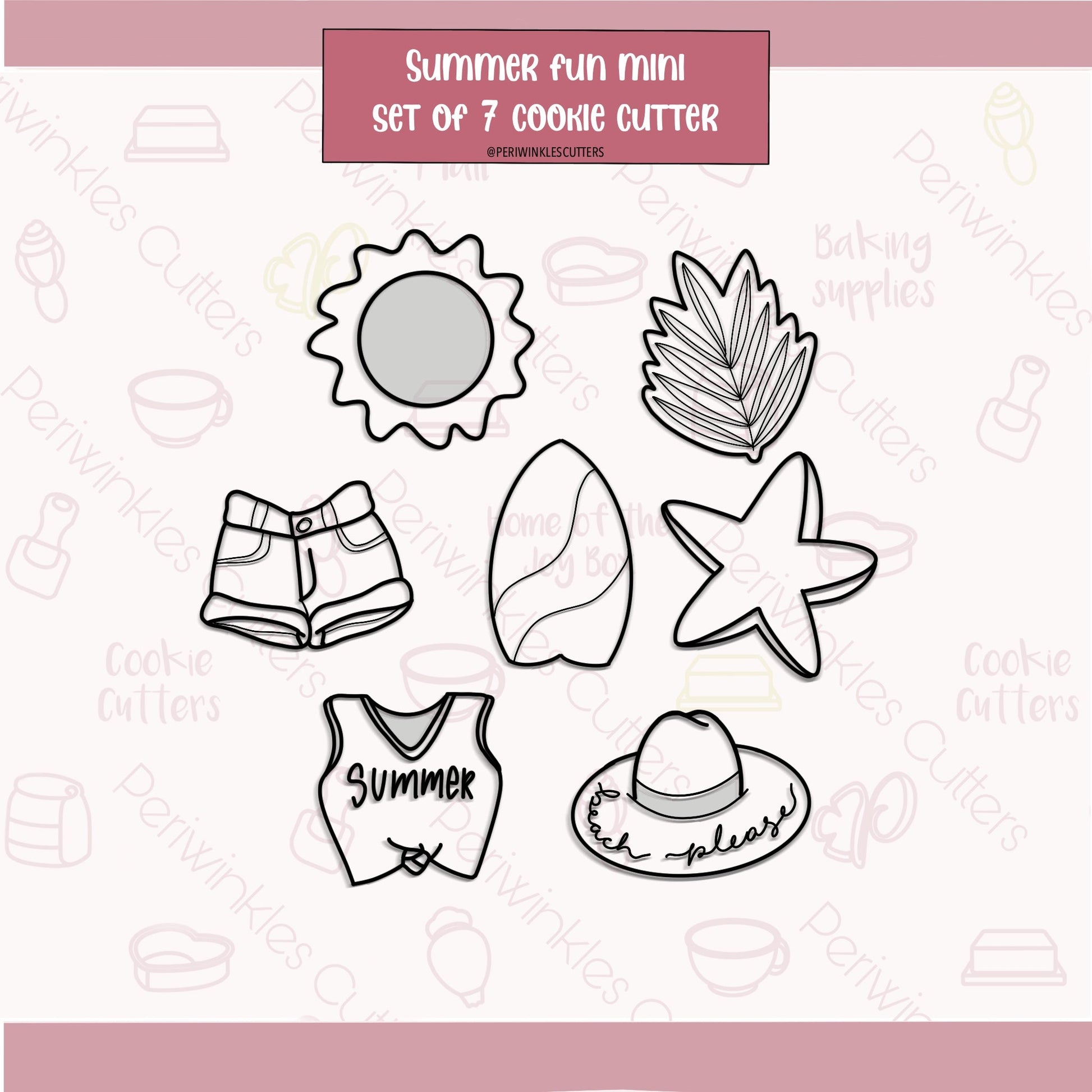 Summer Fun Set of 7 Cookie Cutter - Periwinkles Cutters