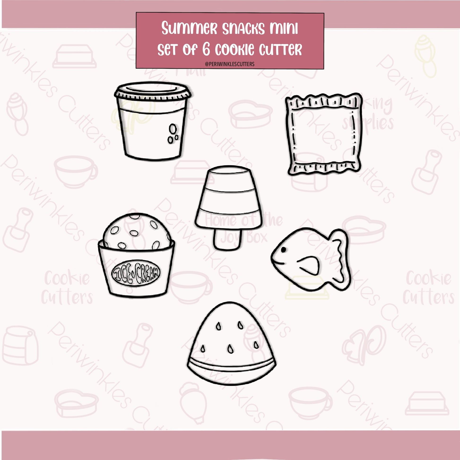 Summer Snacks Set of 6 Cookie Cutter - Periwinkles Cutters