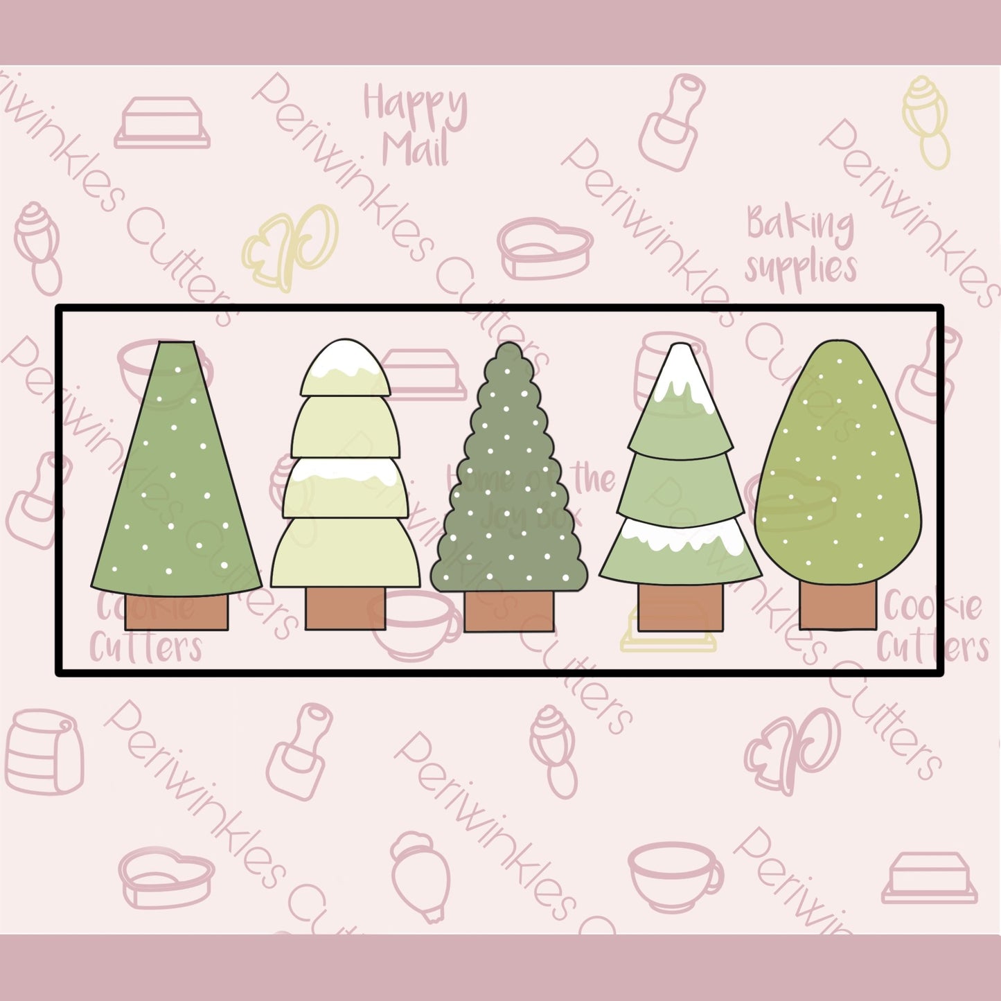 Tall Christmas Tree Set of 5 Cookie Cutters - Periwinkles Cutters