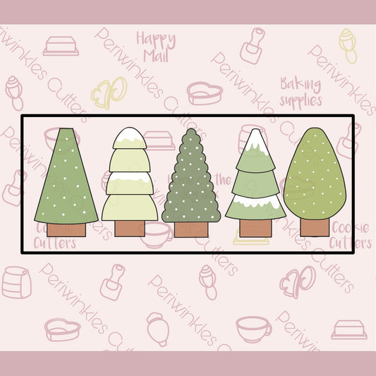 Tall Christmas Tree Set of 5 Cookie Cutters - Periwinkles Cutters