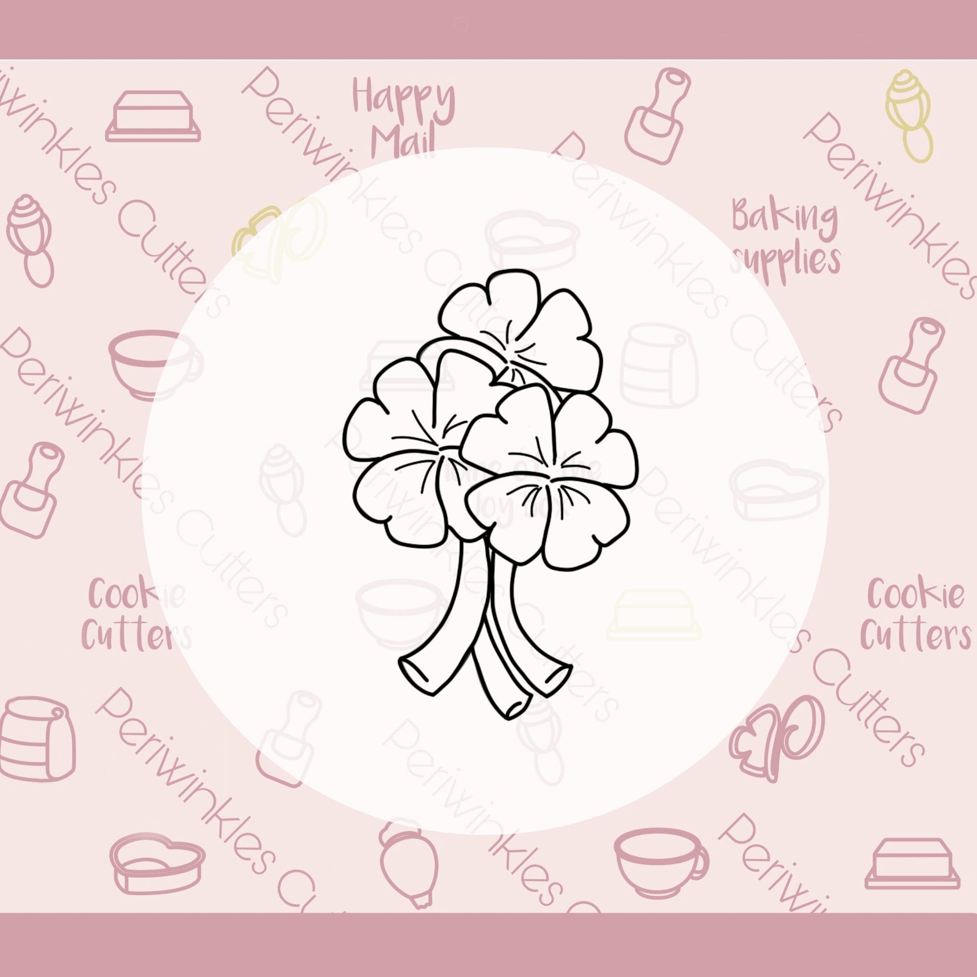 Tall Clover Bouquet Cookie Cutter - Periwinkles Cutters