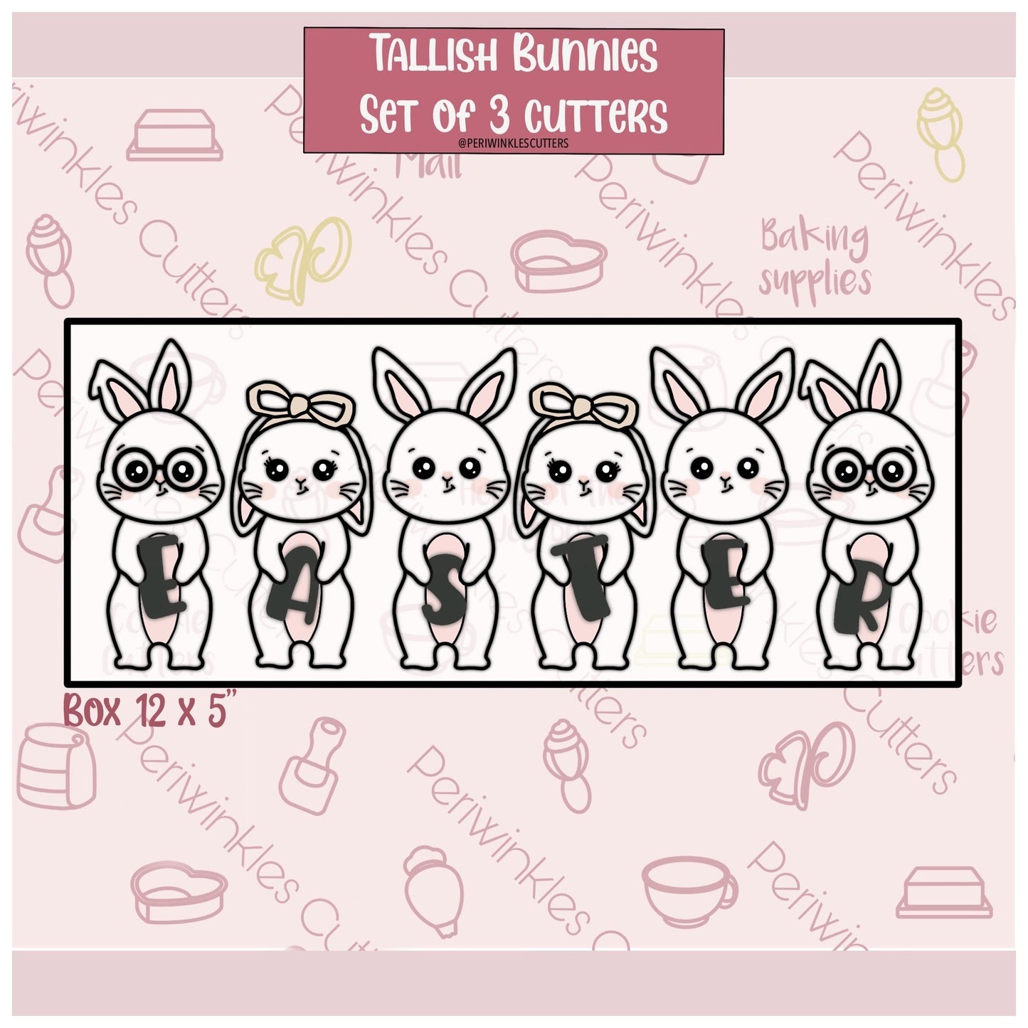 Tallish Bunnies Set of 3 Cookie Cutters - Periwinkles Cutters